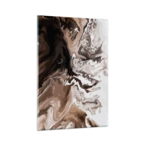 Quadro su vetro - Astrazione nei toni del marrone con linee dinamiche - 80x120cm - Contrasto di colori - Decorazione murale moderna per soggiorno e camera da letto ARTTOR