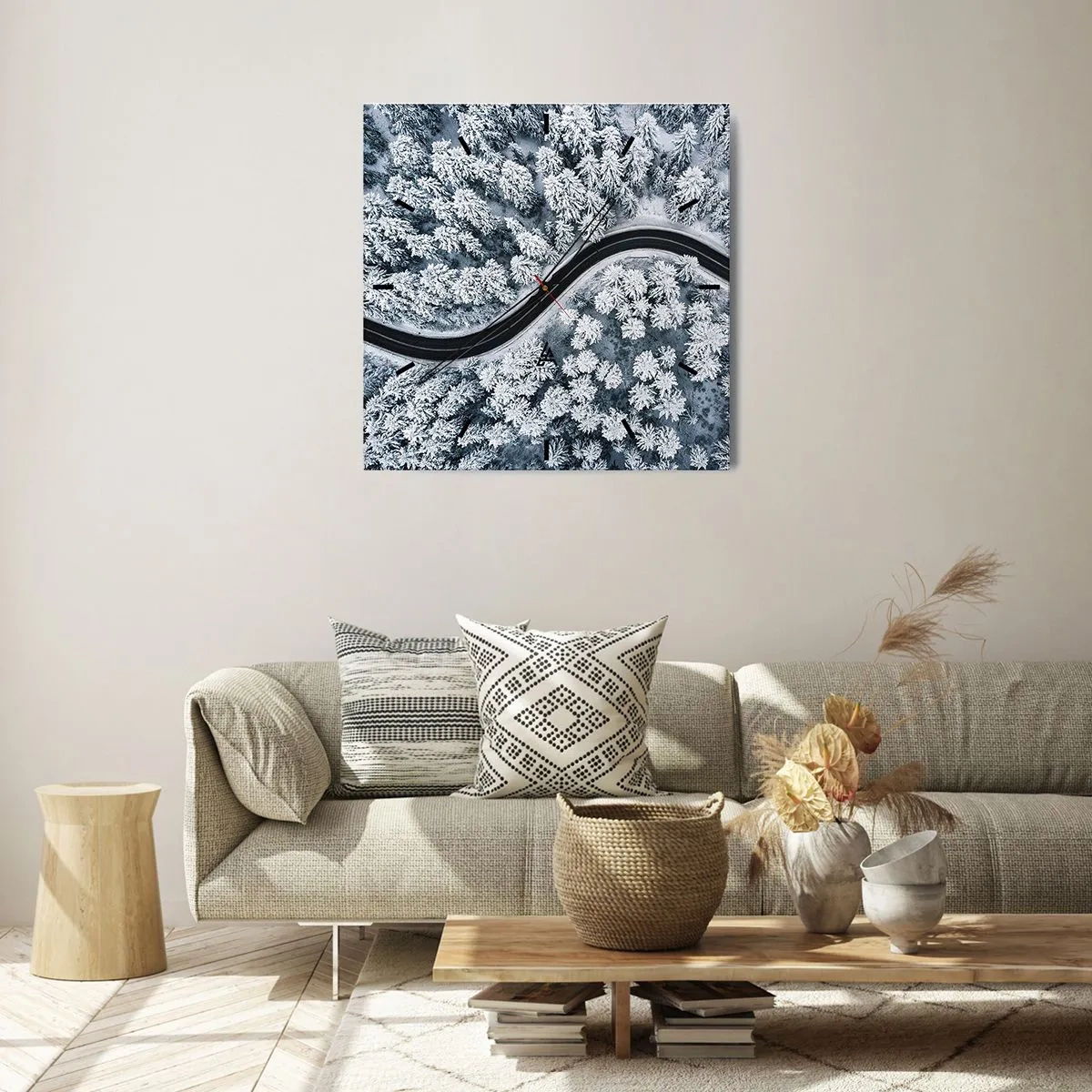 Orologio da parete - Orologio in Vetro - Attraverso il bosco invernale - 40x40 cm