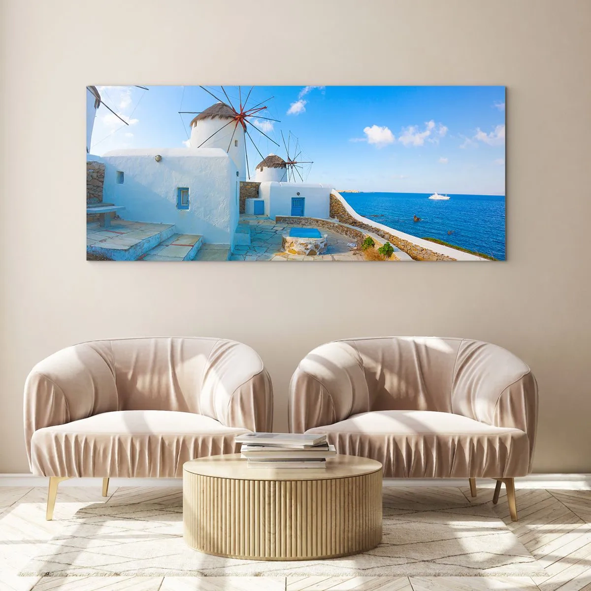Quadro su vetro - Vento azzurro sul mare - 90x30 cm
