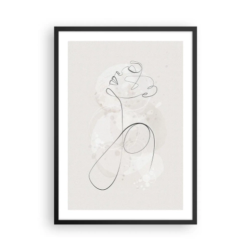 Poster in cornice nera - La linea di contorno della figura sullo sfondo di delicate forme pastello - 50x70cm - La spirale della bellezza - Decorazione murale moderna per soggiorno e camera da letto ARTTOR