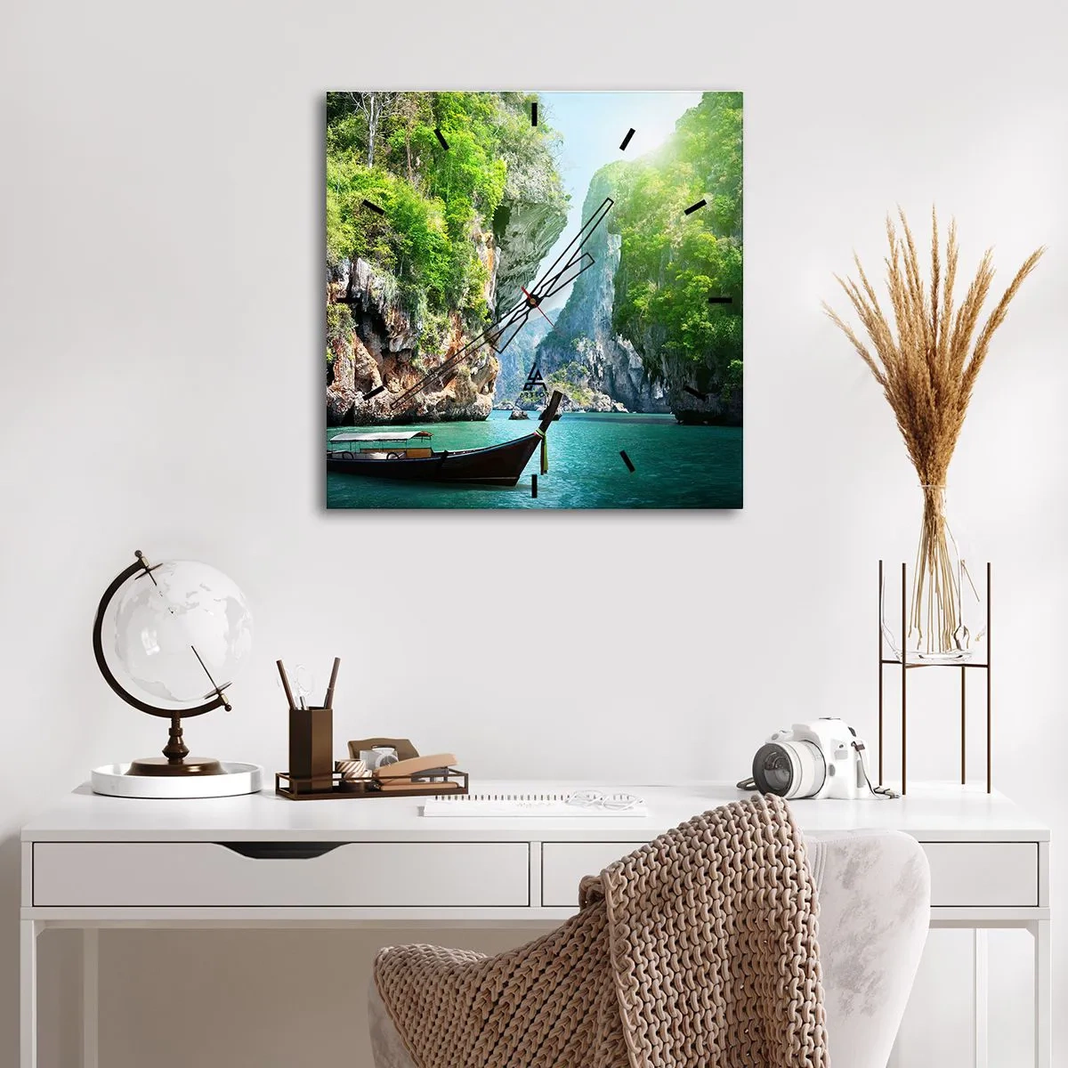 Orologio da parete - Orologio in Vetro - Invito a un viaggio esotico - 40x40 cm