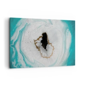 Quadro su tela - Stampe su Tela - Motivo geode astratto nelle tonalità del turchese, bianco e oro - 120x80cm - Penetrare all'interno - Decorazione murale moderna per soggiorno e camera da letto ARTTOR