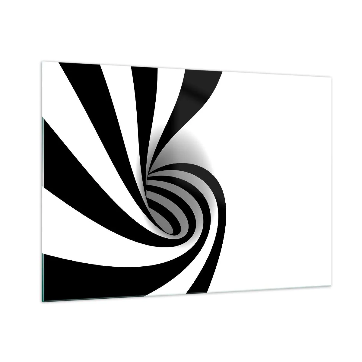 Quadro su vetro - Spirale astratta in bianco e nero dalla forma dinamica - 100x70cm - Eppur si muove - Decorazione murale moderna per soggiorno e camera da letto ARTTOR