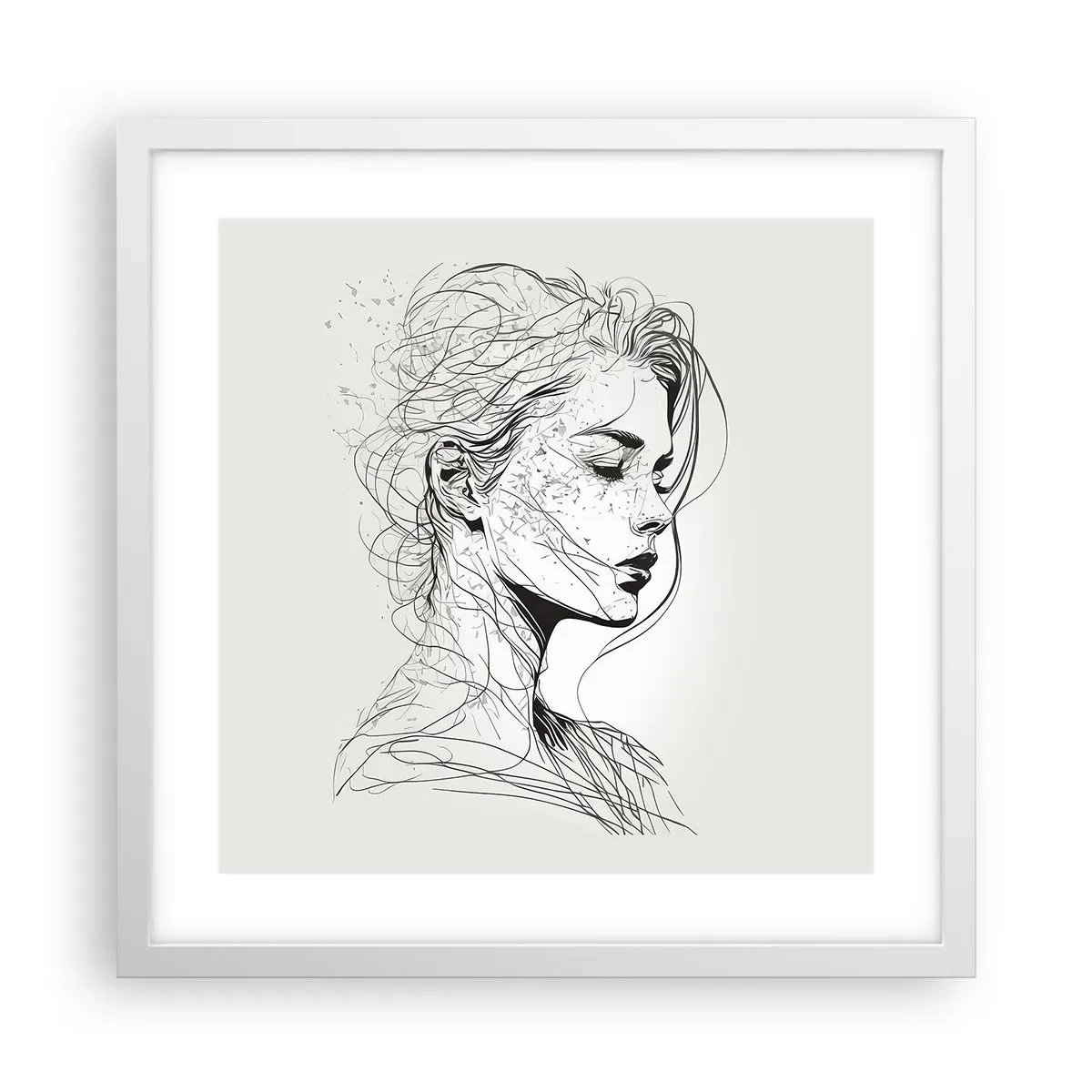 Poster in cornice bianca - Ritratto pensieroso - 40x40 cm