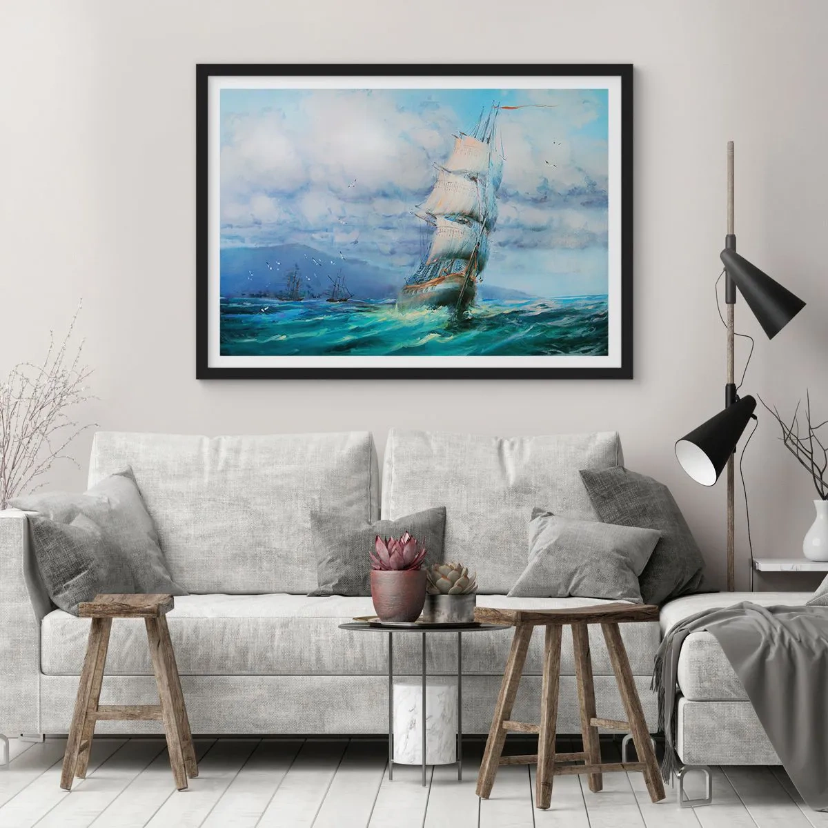 Poster in cornice nera - Con il vento in favore - 50x40 cm