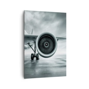 Quadro su tela - Stampe su Tela - Il motore a reazione di un aereo sulla pista - 70x100cm - C'è la forza! - Decorazione murale moderna per soggiorno e camera da letto ARTTOR