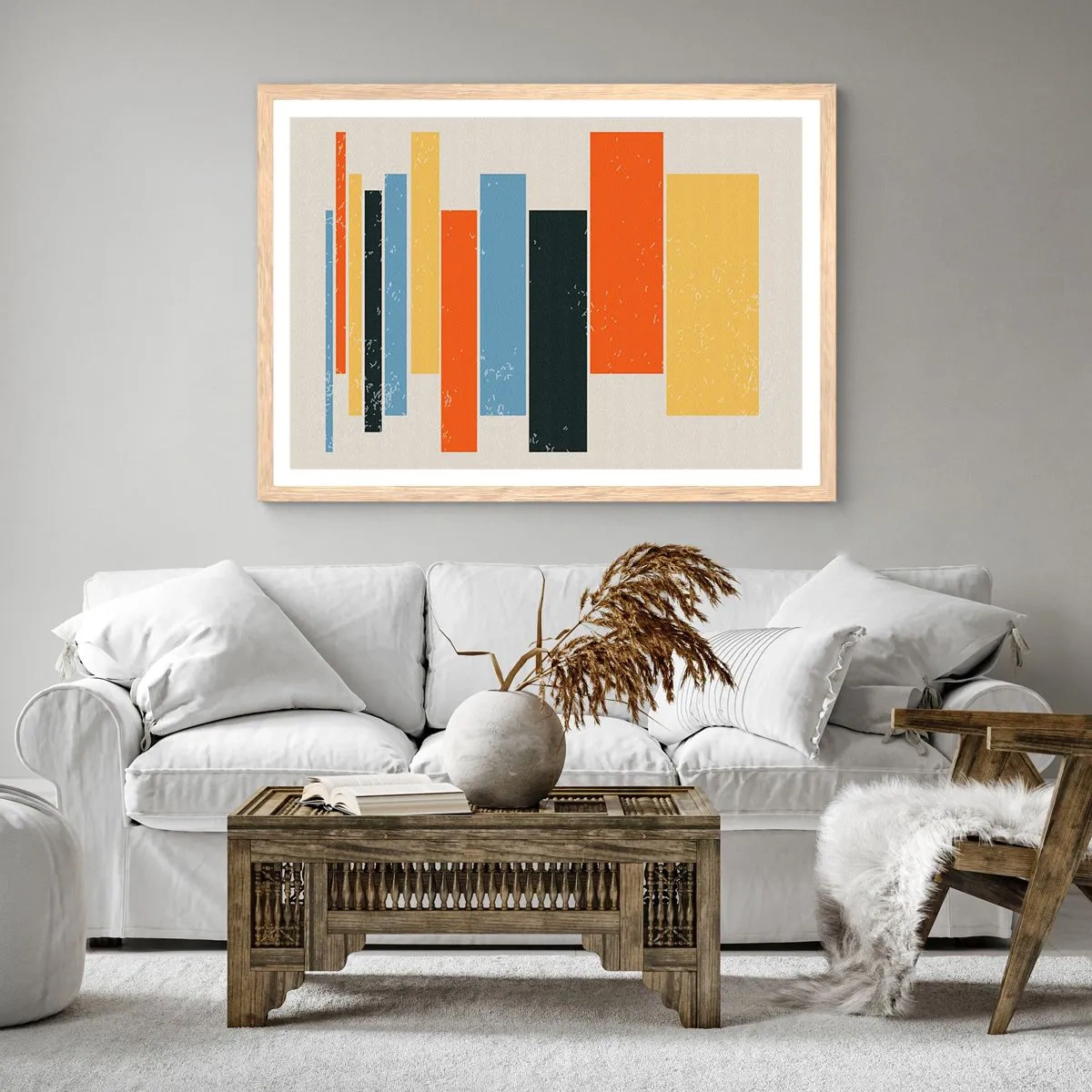 Poster in cornice rovere chiaro - Notazione musicale - 100x70 cm