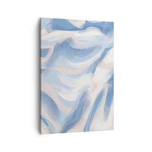 Quadro su tela - Stampe su Tela - Pennellate astratte nei toni del blu e del beige - 50x70cm - Ondulazioni azzurre - Decorazione murale moderna per soggiorno e camera da letto ARTTOR