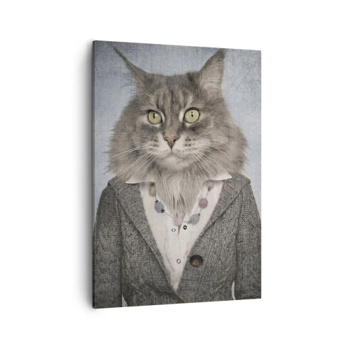 Quadro su tela - Stampe su Tela - Un trittico con figure di animali in abiti eleganti su uno sfondo stilizzato - 50x70cm - Le pellicce sono nuovamente di moda - Decorazione murale moderna per soggiorno e camera da letto ARTTOR