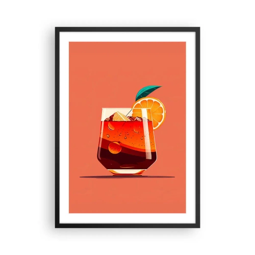 Poster in cornice nera - Un bicchiere di cocktail con una fetta d'arancia - 50x70cm - Rinfresco estivo - Decorazione murale moderna per soggiorno e camera da letto ARTTOR