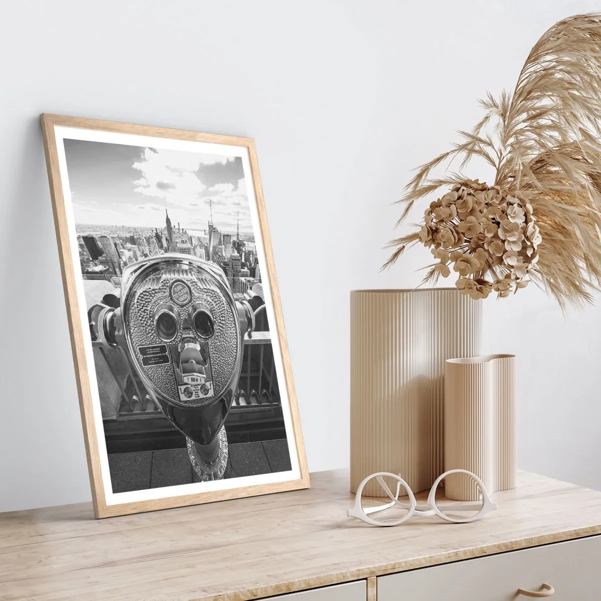 Poster in cornice rovere chiaro - Il centro del mondo - 70x100 cm