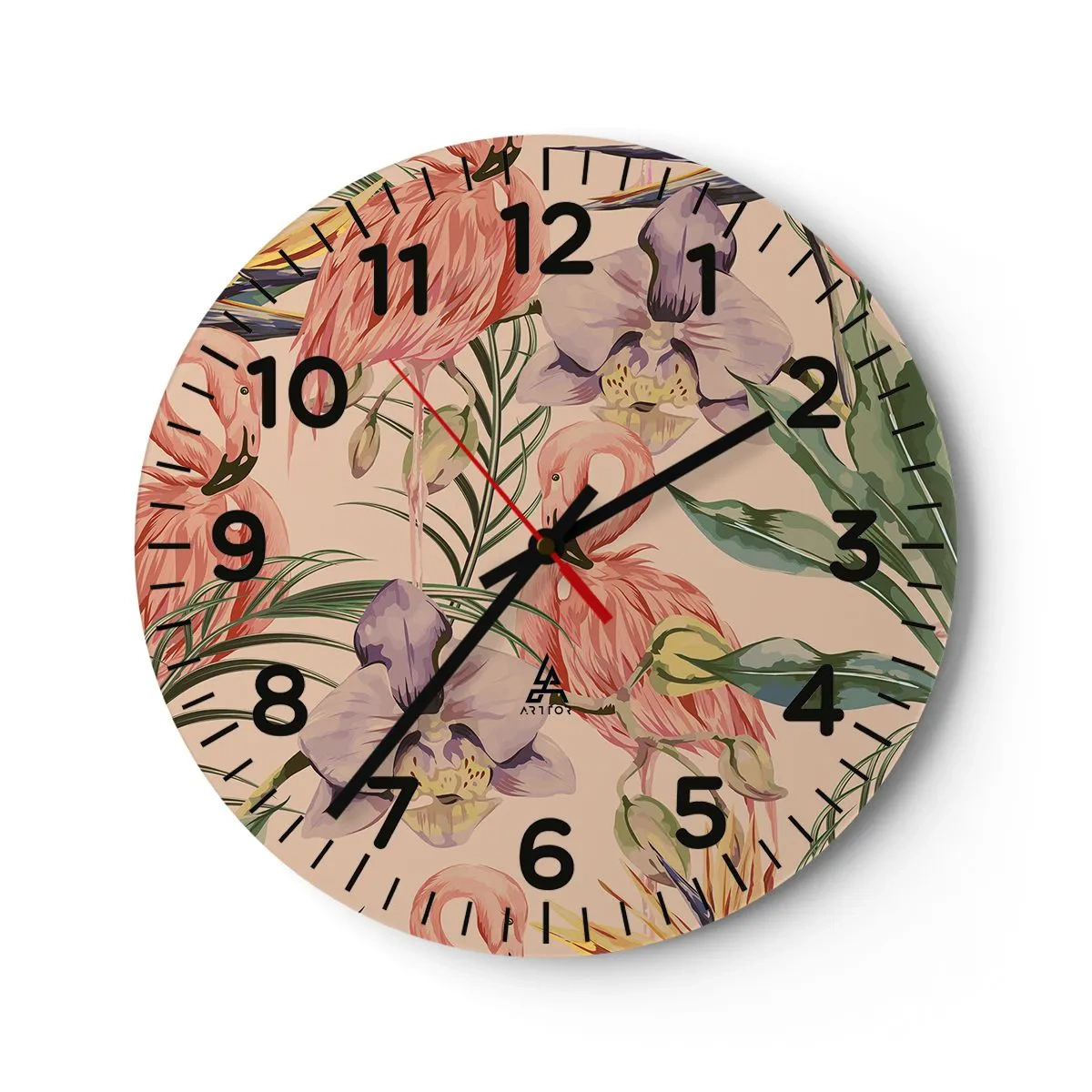Orologio da parete - Orologio in Vetro - Un ballo rosa nei fiori - 30x30 cm