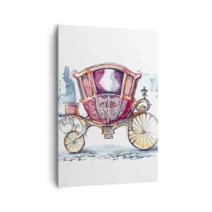 Quadro su tela - Stampe su Tela - Un'elegante illustrazione di una carrozza antica in colori pastello. - 70x100cm - Al matrimonio o al ballo? - Decorazione murale moderna per soggiorno e camera da letto ARTTOR