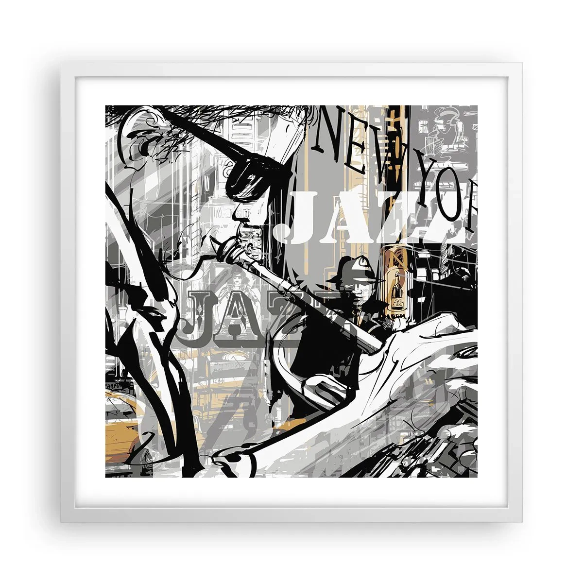 Poster in cornice bianca - Al ritmo di New York - 50x50 cm