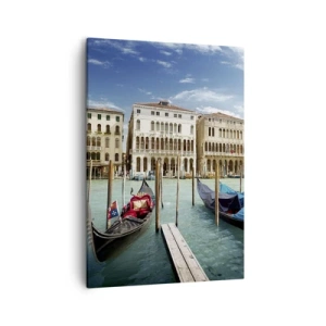 Quadro su tela - Stampe su Tela - Venezia con gondole e palazzi contro il cielo - 50x70cm - Palazzi nel blu - Decorazione murale moderna per soggiorno e camera da letto ARTTOR