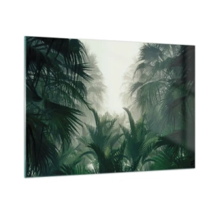 Quadro su vetro - Giungla tropicale avvolta nella nebbia - 100x70cm - Mistero dei tropici - Decorazione murale moderna per soggiorno e camera da letto ARTTOR