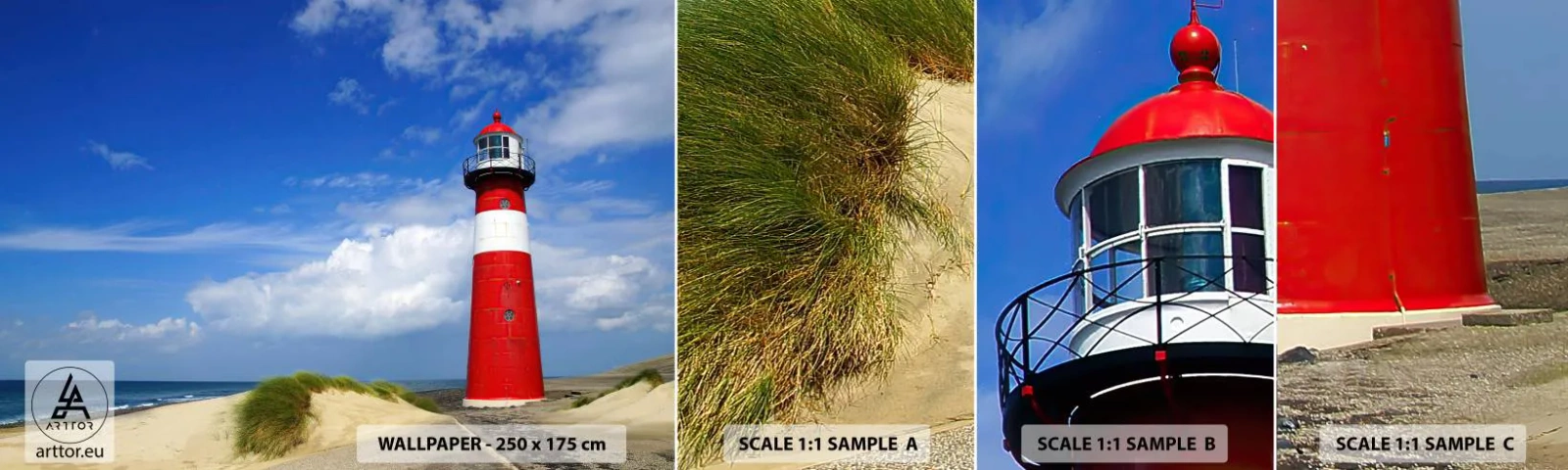 Campione di Fotomurale Adesivo Deluxe Sticker - L'eremo dei sogni - Paesaggio, Faro, Olanda - 100x30 cm