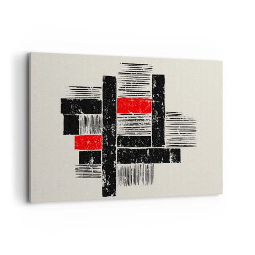 Quadro su tela - Stampe su Tela - Composizione geometrica astratta in nero e rosso - 120x80cm - Rosso e nero - Decorazione murale moderna per soggiorno e camera da letto ARTTOR