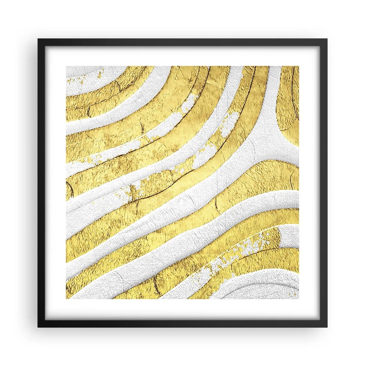 Poster in cornice nera - Composizione in bianco e oro - 50x50 cm