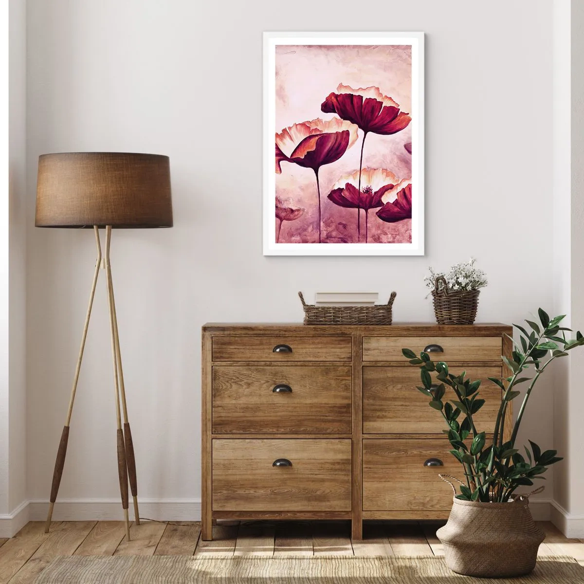 Poster in cornice bianca - Petalo rosso e bianco - 30x40 cm