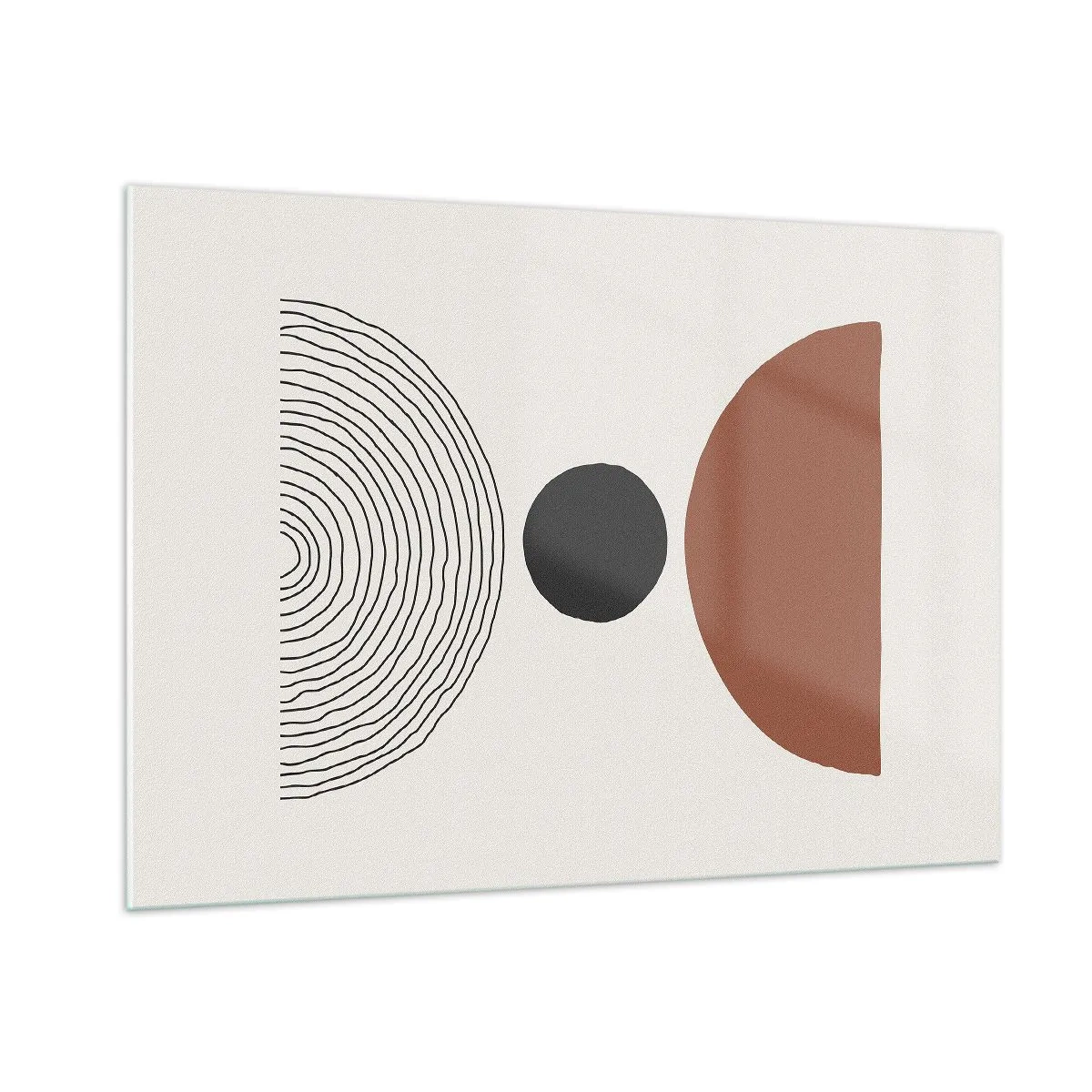 Quadro su vetro - Forme geometriche astratte su uno sfondo chiaro - 100x70cm - Al centro dell'attenzione - Decorazione murale moderna per soggiorno e camera da letto ARTTOR