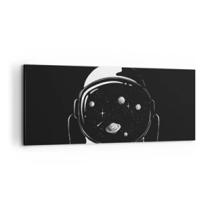 Quadro su tela - Stampe su Tela - Un casco da astronauta minimalista con vista sullo spazio - 120x50cm - Panorama niente male - Decorazione murale moderna per soggiorno e camera da letto ARTTOR