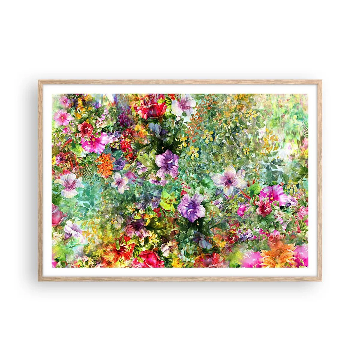 Poster in cornice rovere chiaro - Perdersi nei fiori - 100x70 cm