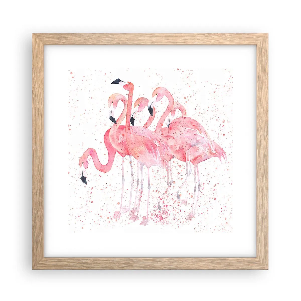 Poster in cornice rovere chiaro - Gruppo in rosa - 30x30 cm