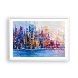 Poster in cornice bianca - Metropoli gioiosa - 70x50 cm