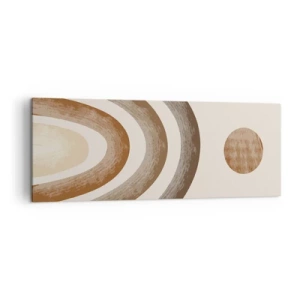 Quadro su tela - Stampe su Tela - Motivo planetario geometrico nei toni del marrone - 140x50cm - In una galassia lontana - Decorazione murale moderna per soggiorno e camera da letto ARTTOR