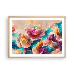 Poster in cornice rovere chiaro - Lo splendore colorato del bouquet - 70x50 cm