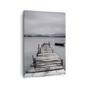 Quadro su tela - Stampe su Tela - Un ponte di legno che conduce alla superficie calma del lago - 70x100cm - Domani puoi partire - Decorazione murale moderna per soggiorno e camera da letto ARTTOR