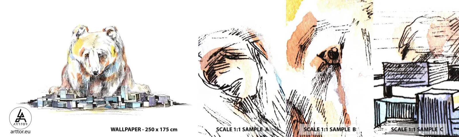 Campione Di Fotomurale Standard Eco - Come si può vivere così? - Animali, Orso, Grafica - 100x30 cm