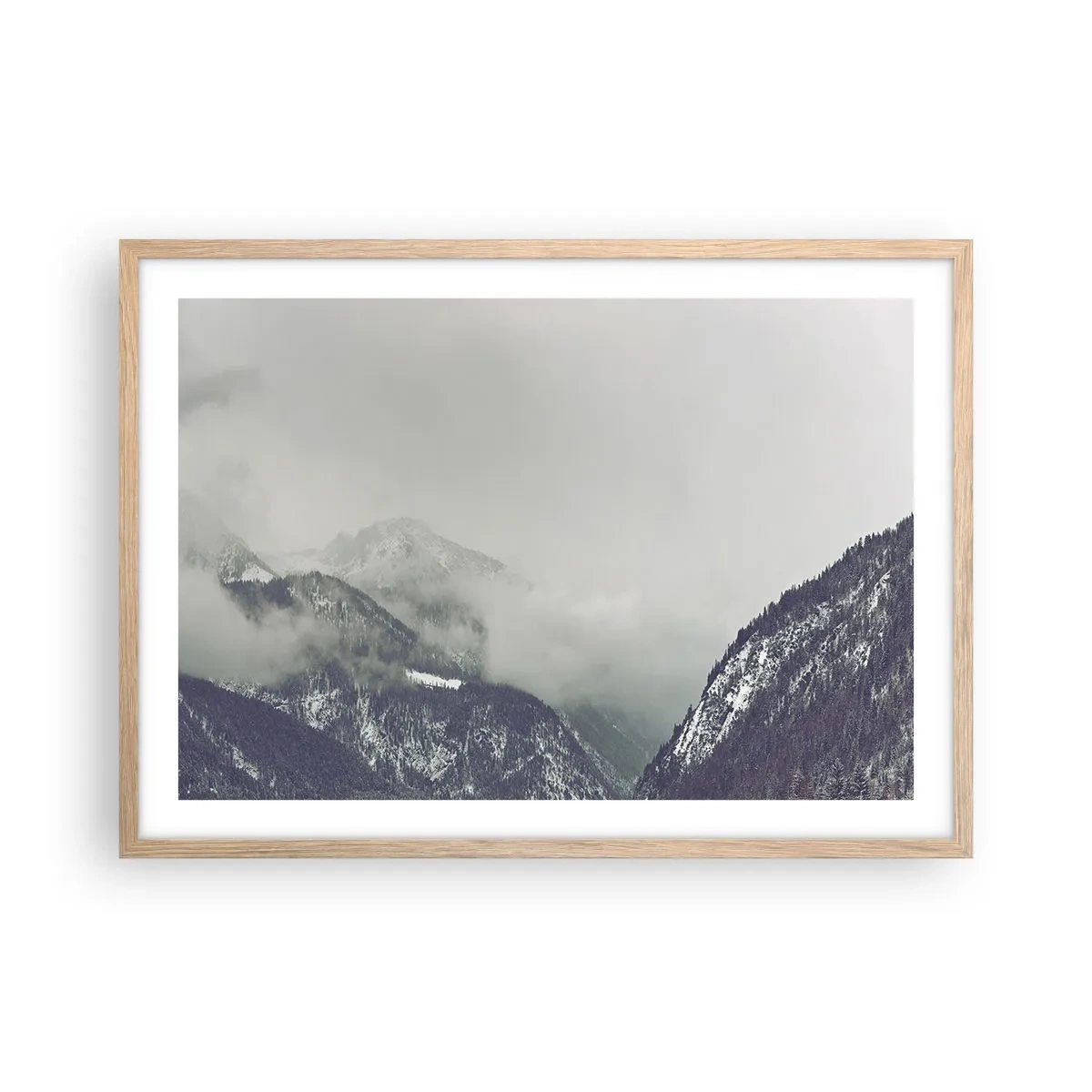 Poster in cornice rovere chiaro - La valle delle nebbie - 70x50 cm