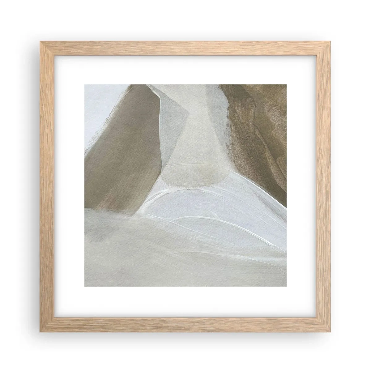 Poster in cornice rovere chiaro - Onda di bianco - 30x30 cm