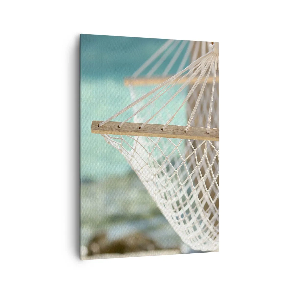 Quadro su tela - Stampe su Tela - Un'amaca con vista sull'acqua turchese - 70x100cm - Tempo di relax - Decorazione murale moderna per soggiorno e camera da letto ARTTOR