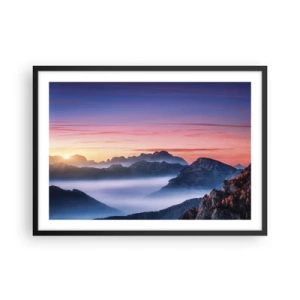 Poster in cornice nera - Paesaggio montano all'alba con nebbia nelle valli - 70x50cm - Sopra le valli - Decorazione murale moderna per soggiorno e camera da letto ARTTOR