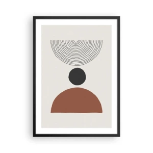 Poster in cornice nera - Motivo geometrico con semicerchio e linee su sfondo chiaro - 50x70cm - Al centro dell'attenzione - Decorazione murale moderna per soggiorno e camera da letto ARTTOR