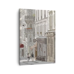 Quadro su tela - Stampe su Tela - Illustrazione di una strada cittadina con caffè e negozi - 50x70cm - Gioie cittadine - Decorazione murale moderna per soggiorno e camera da letto ARTTOR
