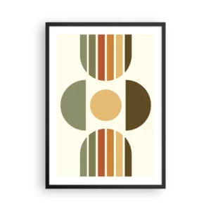 Poster in cornice nera - Motivo geometrico astratto nei toni della terra con cerchi e semicerchi - 50x70cm - Nei colori della terra - Decorazione murale moderna per soggiorno e camera da letto ARTTOR