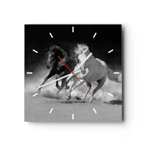 Orologio da parete - Orologio in Vetro - Il galoppo della libertà - 40x40 cm