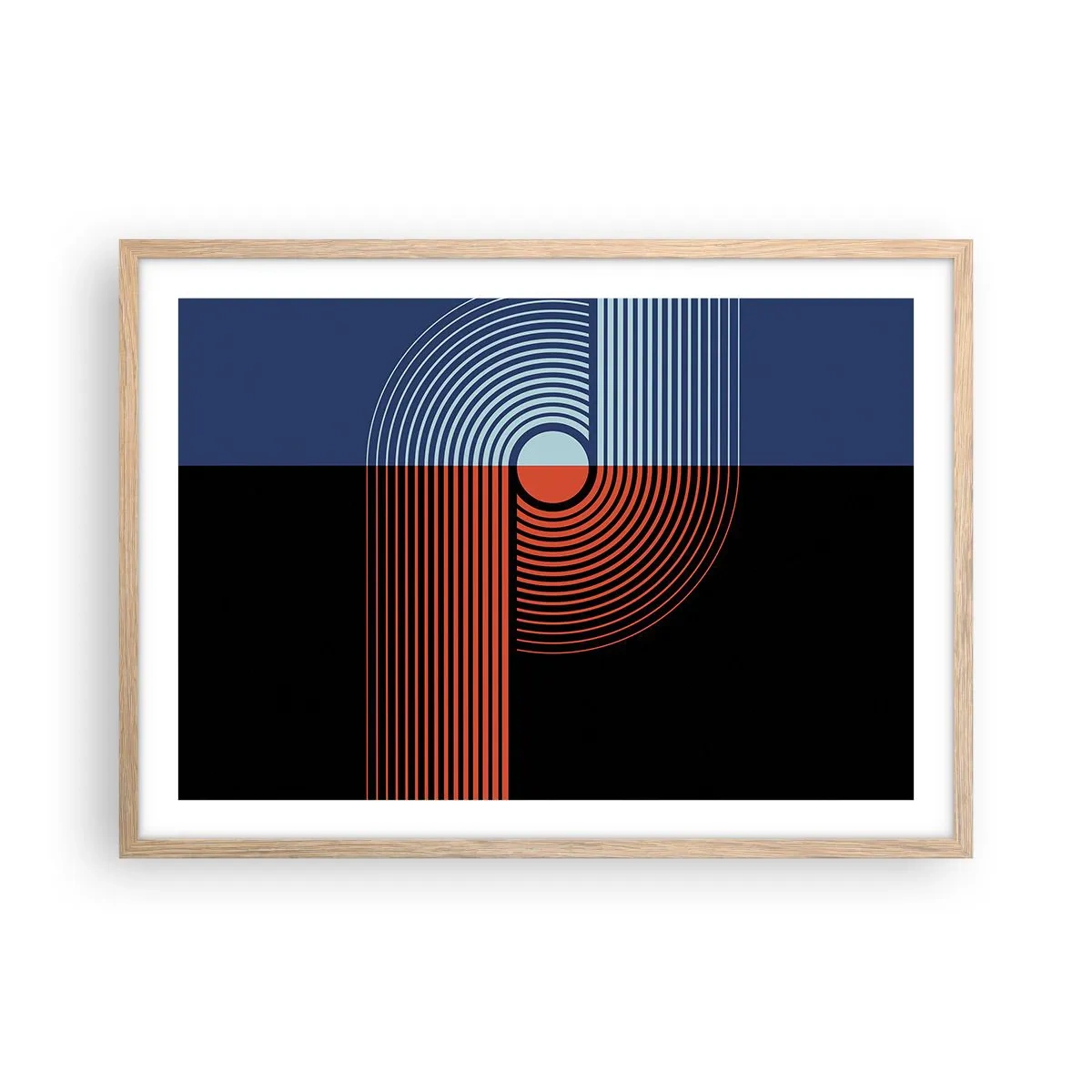 Poster in cornice rovere chiaro - Nell'abbraccio geometrico - 70x50 cm
