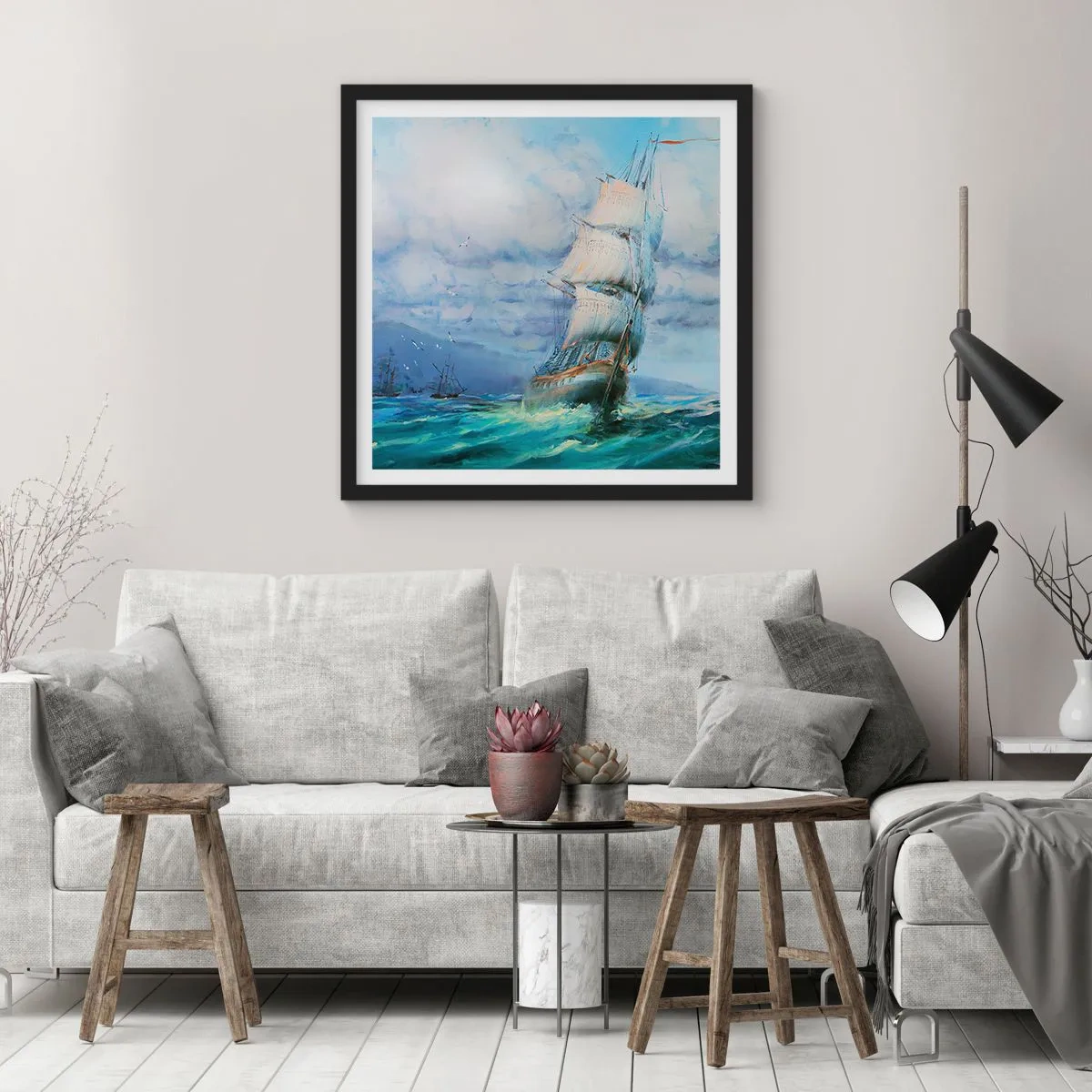 Poster in cornice nera - Con il vento in favore - 60x60 cm