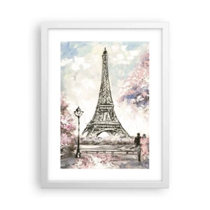Poster in cornice bianca - Passeggiata a Parigi in aprile - 30x40 cm