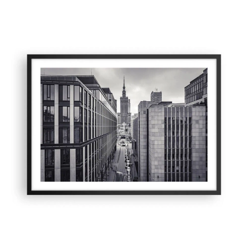 Poster in cornice nera - Panorama di Varsavia con vista sul Palazzo della Cultura e sugli edifici circostanti - 70x50cm - La valle di Varsavia - Decorazione murale moderna per soggiorno e camera da letto ARTTOR