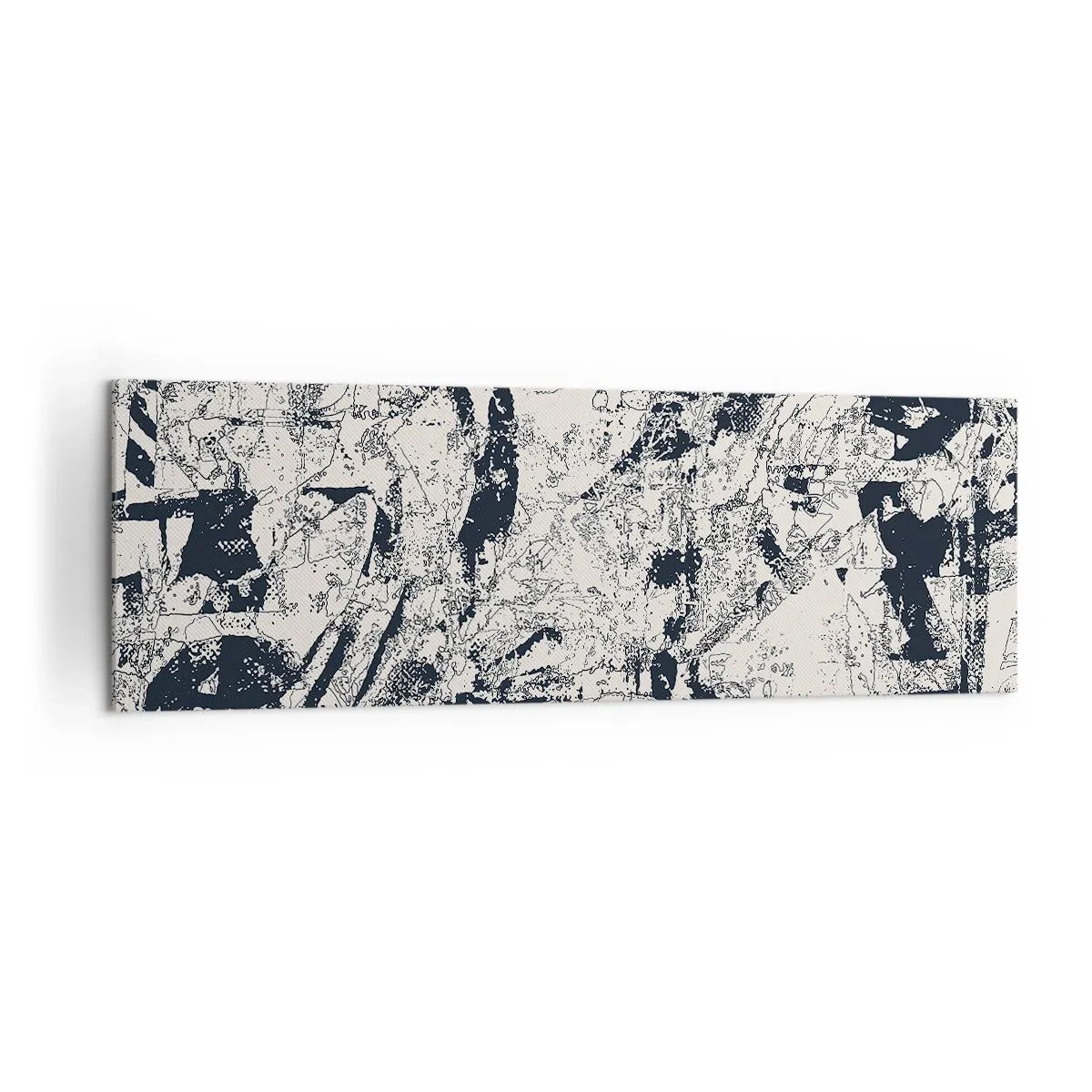 Quadro su tela - Stampe su Tela - Composizione astratta in bianco e nero con un layout dinamico - 160x50cm - La compenetrazione degli opposti - Decorazione murale moderna per soggiorno e camera da letto ARTTOR