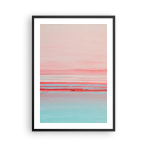 Poster in cornice nera - Una delicata astrazione nelle tonalità pastello del rosa e del blu. - 50x70cm - Astrazione all'alba - Decorazione murale moderna per soggiorno e camera da letto ARTTOR