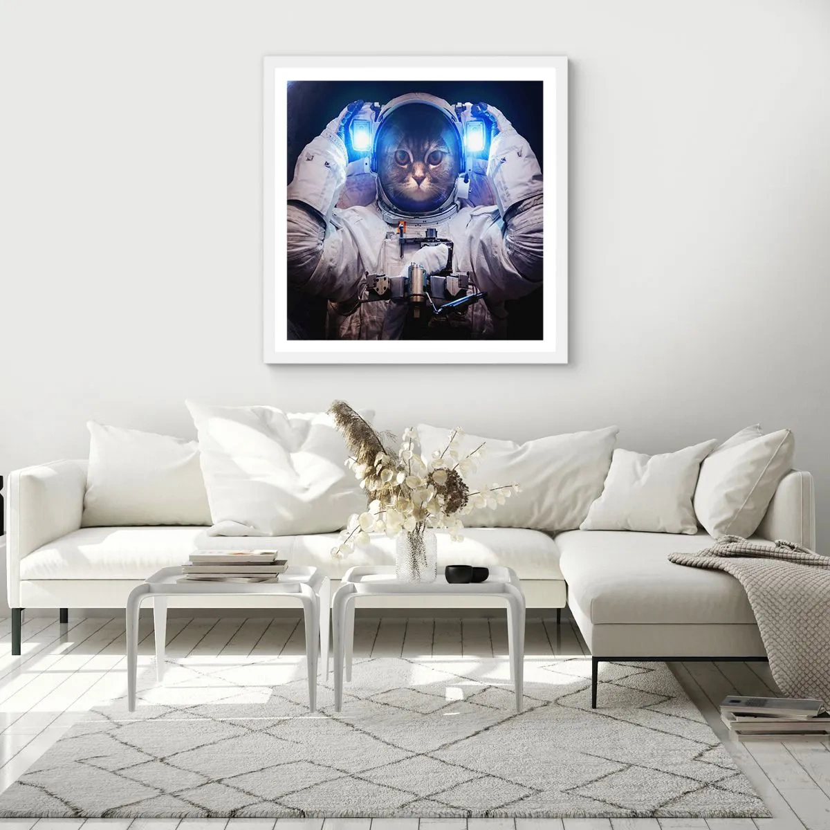 Poster in cornice bianca - Houston, avete un problema - 40x40 cm