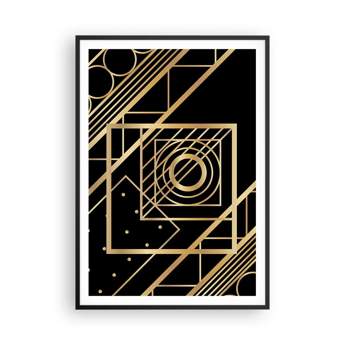 Poster in cornice nera - Geometria dorata - 70x100 cm