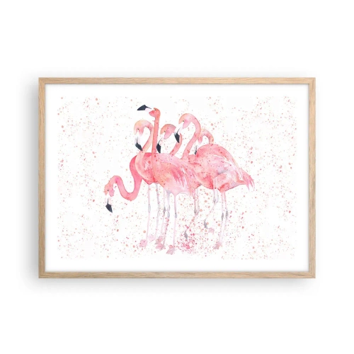 Poster in cornice rovere chiaro - Gruppo in rosa - 70x50 cm